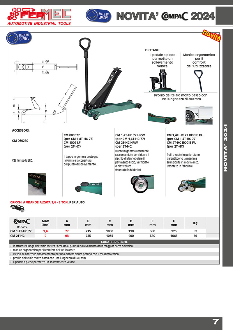 Cricchi a grande alzata 1,4 - 2 ton, per auto